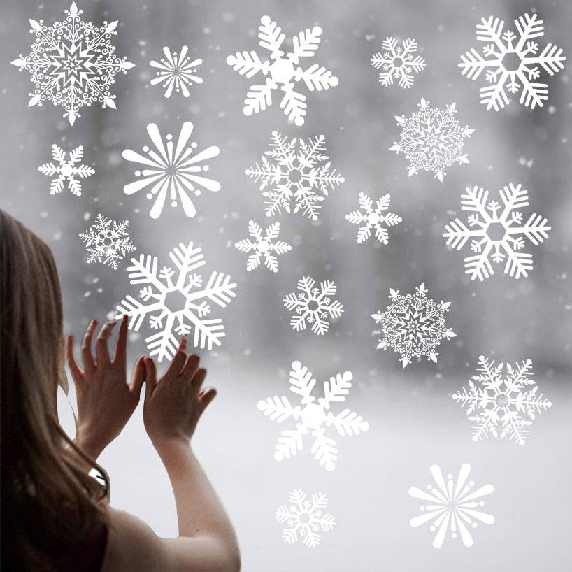 Qfdian CHRISTMAS Decorations - Merry Christmas Snowflake Snowman Window Sticker