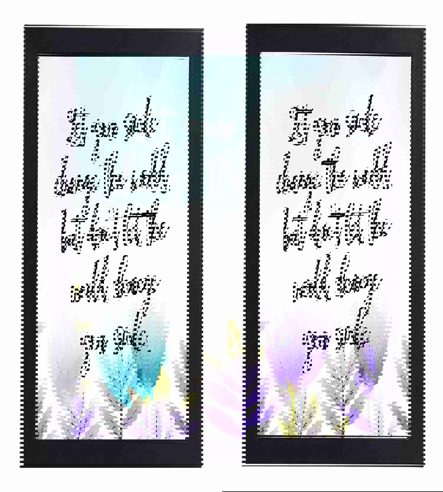 Let Your Smile Change the World Inspirational Quotes Wall Decor - 8 x 10 Abstract Floral Art Print