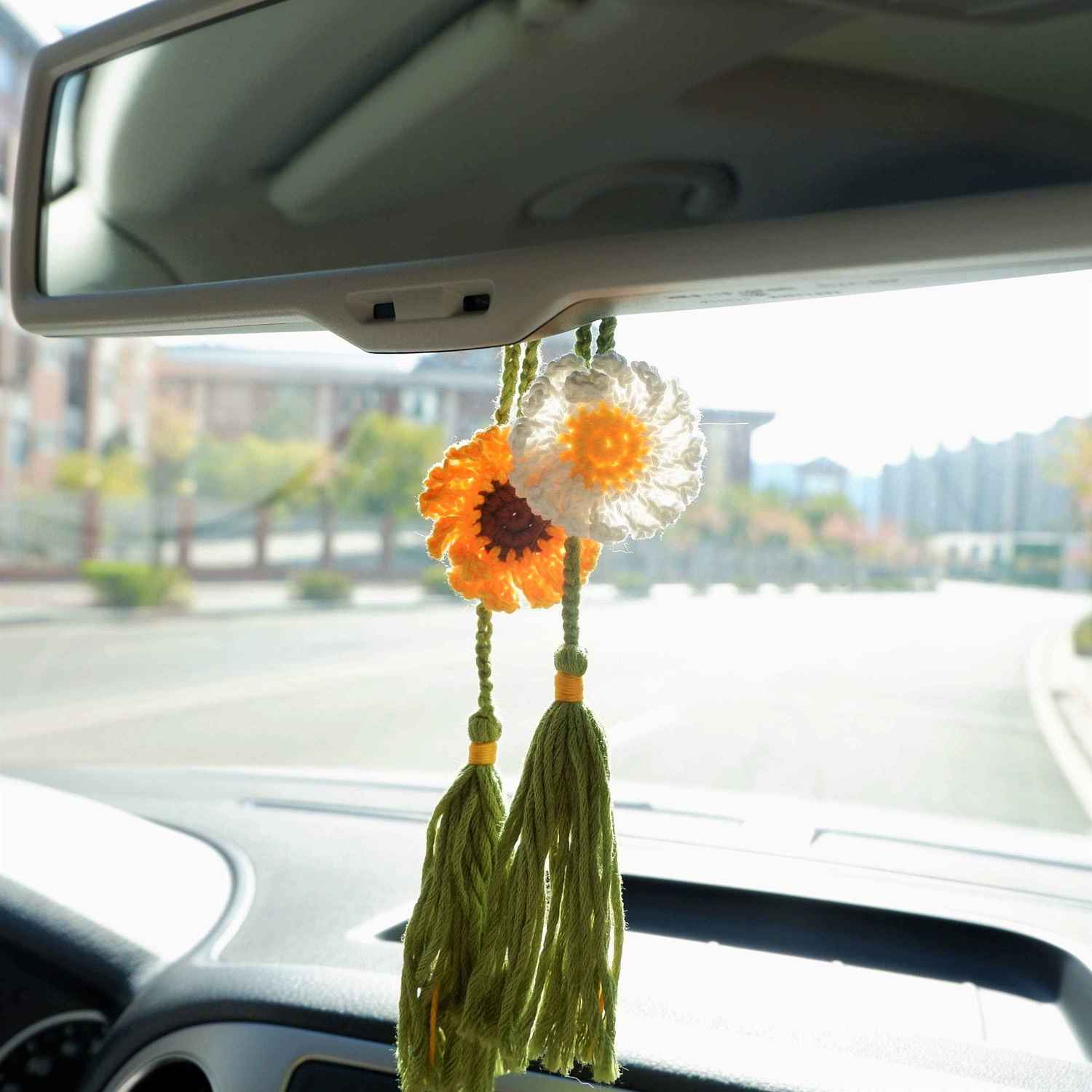 2Pcs Car Mirror Accessories with Tassel