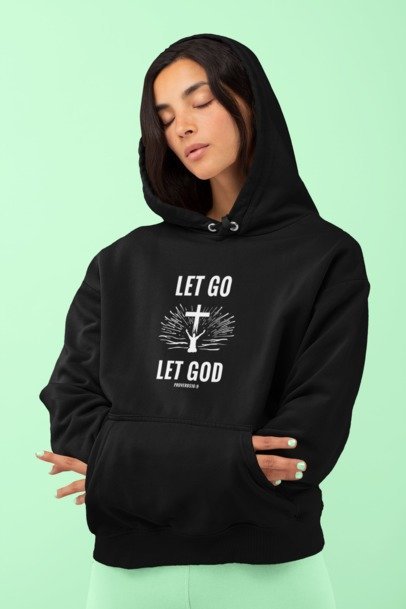 F&H Christian Let Go Let God with the Cross Women's Eco Raglan Hoodie
