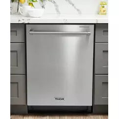 Thor Kitchen Package - 36 in. Natural Gas Range, Range Hood, Microwave Drawer, Refrigerator with Fridge and Ice Maker, Dishwasher, Wine Cooler