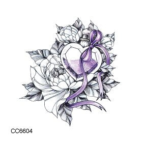 Rocooart Black White Style Temporary Tattoo Sticker - Tree Flower Leaf Rose Body Art