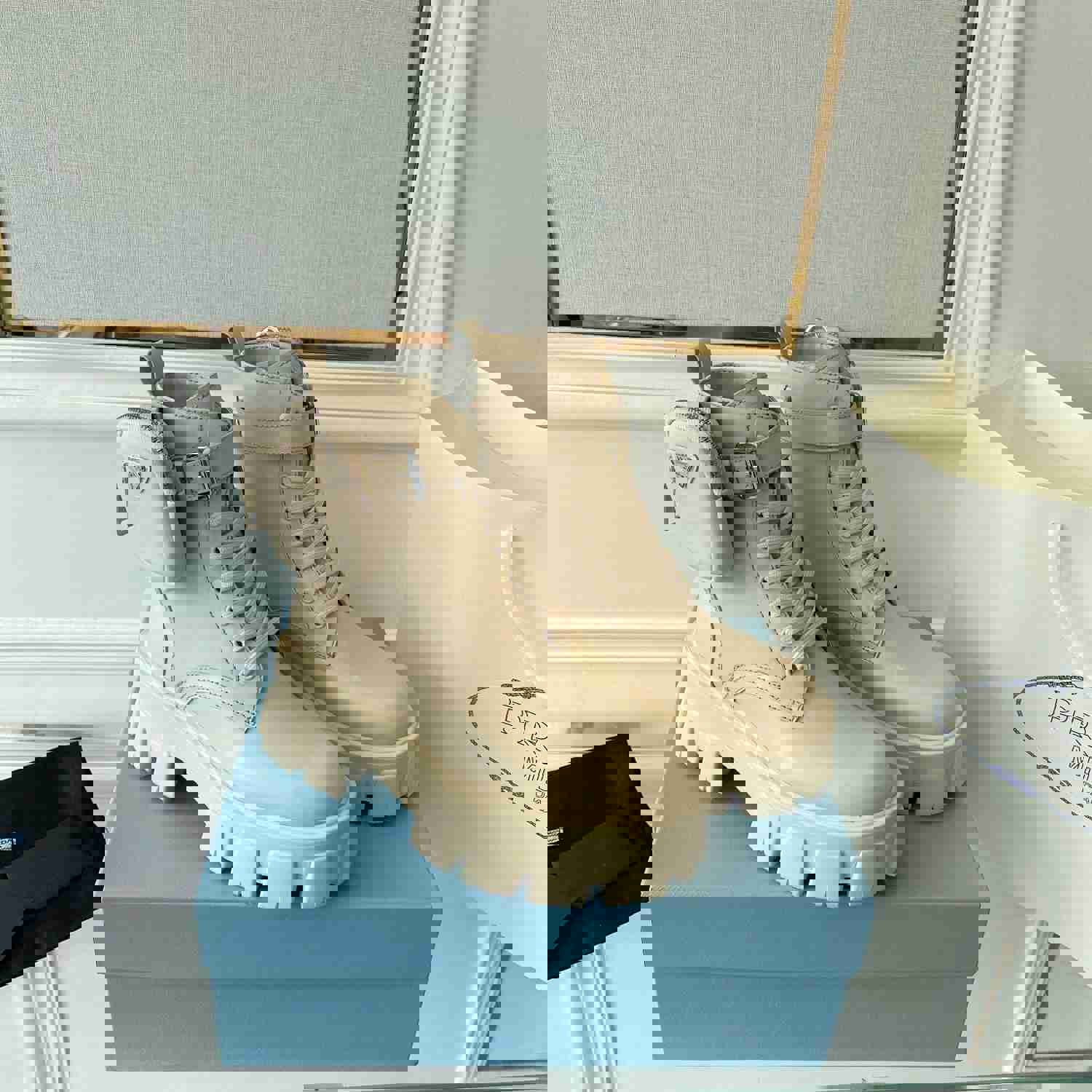 Prada Monolith Brushed Rois Leather And Nylon Boots