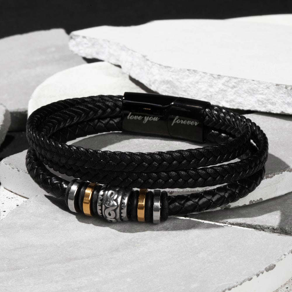 Nephew Gift From Aunt - Inspirational Mens Braided Leather Bracelet