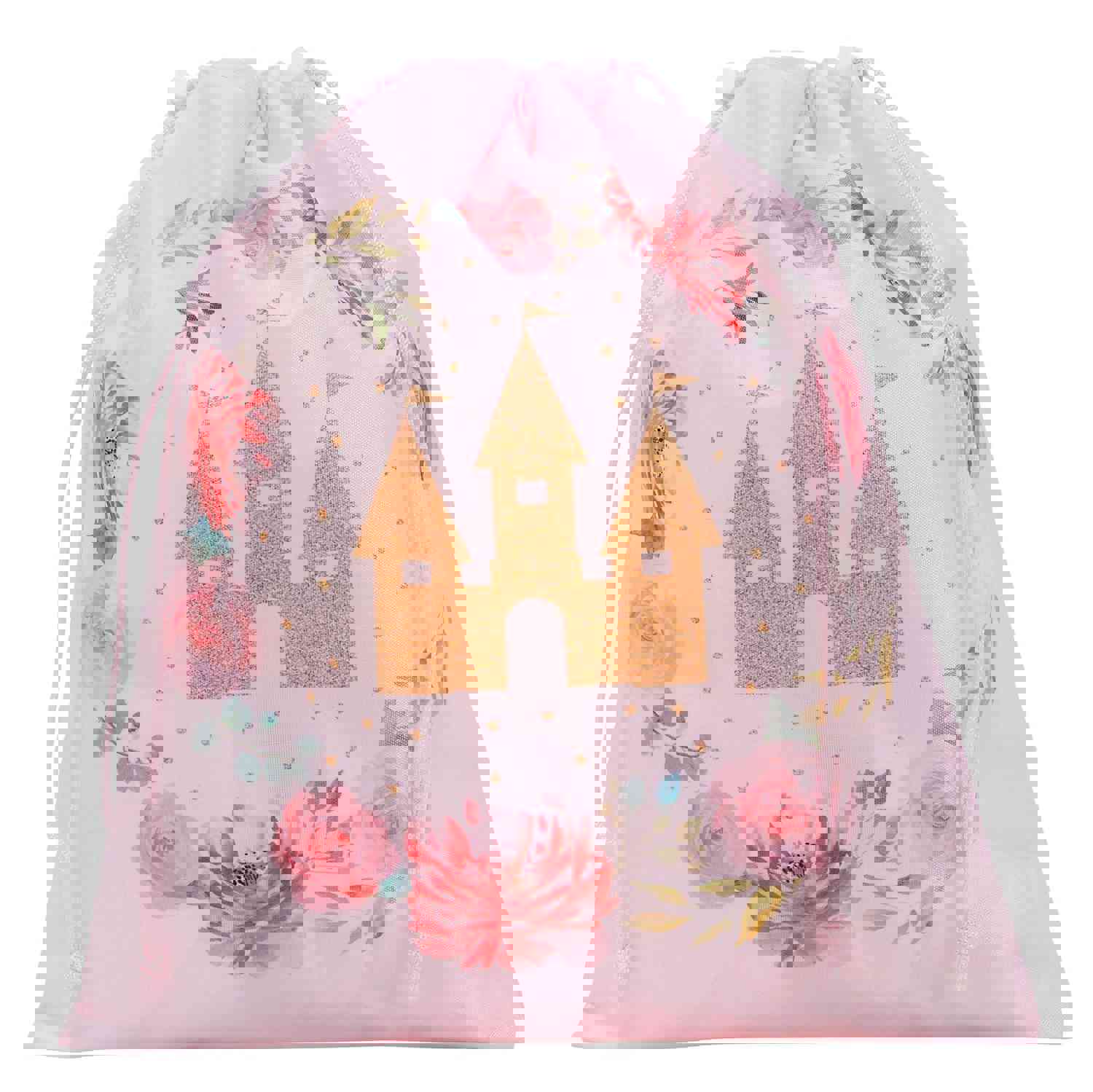 12 Pack Pink Drawstring Gift Bags for Princess Birthday Party Favors