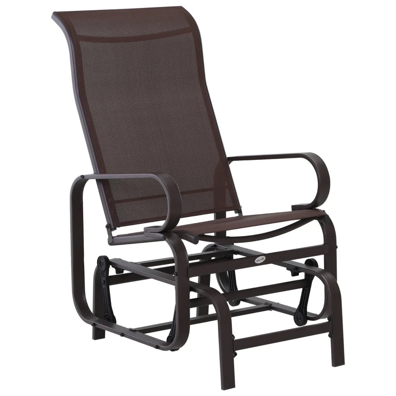 Outsunny Gliding Lounge Rocker for Indoor/Outdoor Use with Water-Resistant Material - Brown