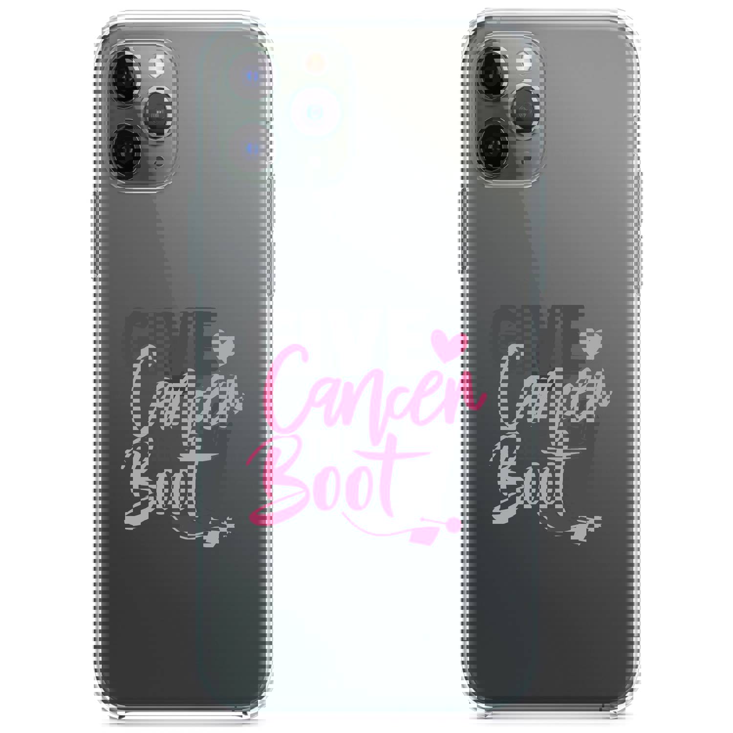 DistinctInk® Clear Shockproof Hybrid Case for Apple iPhone / Samsung Galaxy / Google Pixel - Give Cancer the Boot - Cowboy Spurs