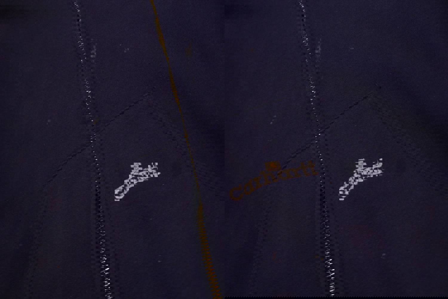 Carhartt K129 NVY Navy Blue Thermal Lined Large Work Wear Zip Hoodie Sweatshirt