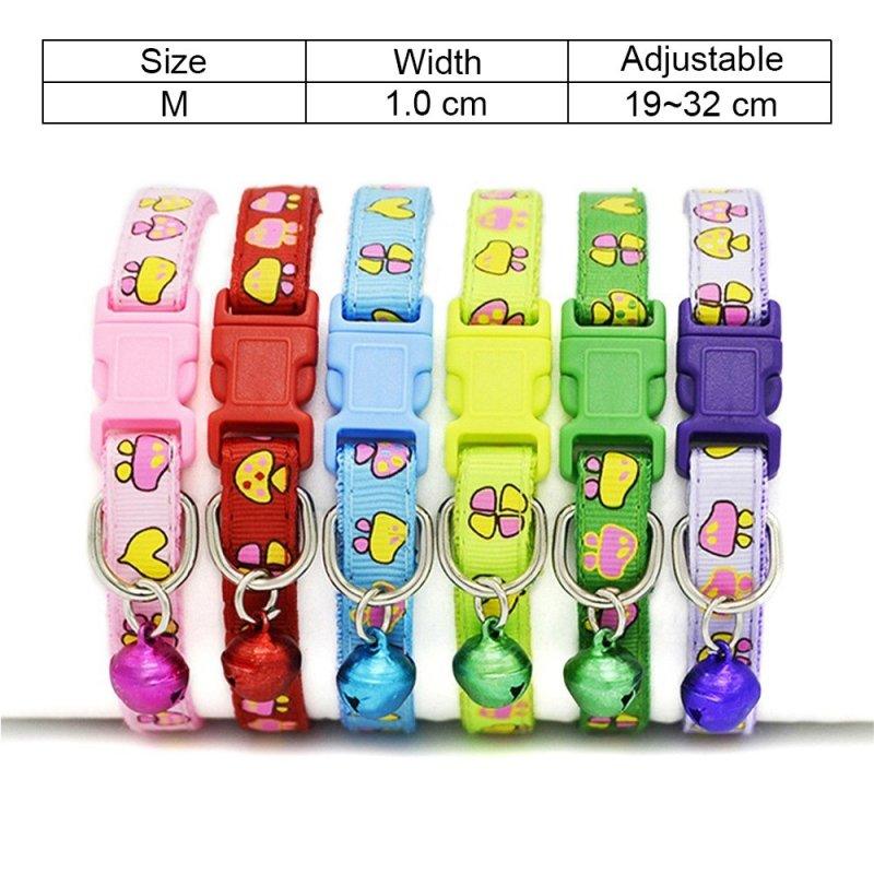 Reflective Cat Collar with Bell for Small Dogs and Puppies - 6 Pieces