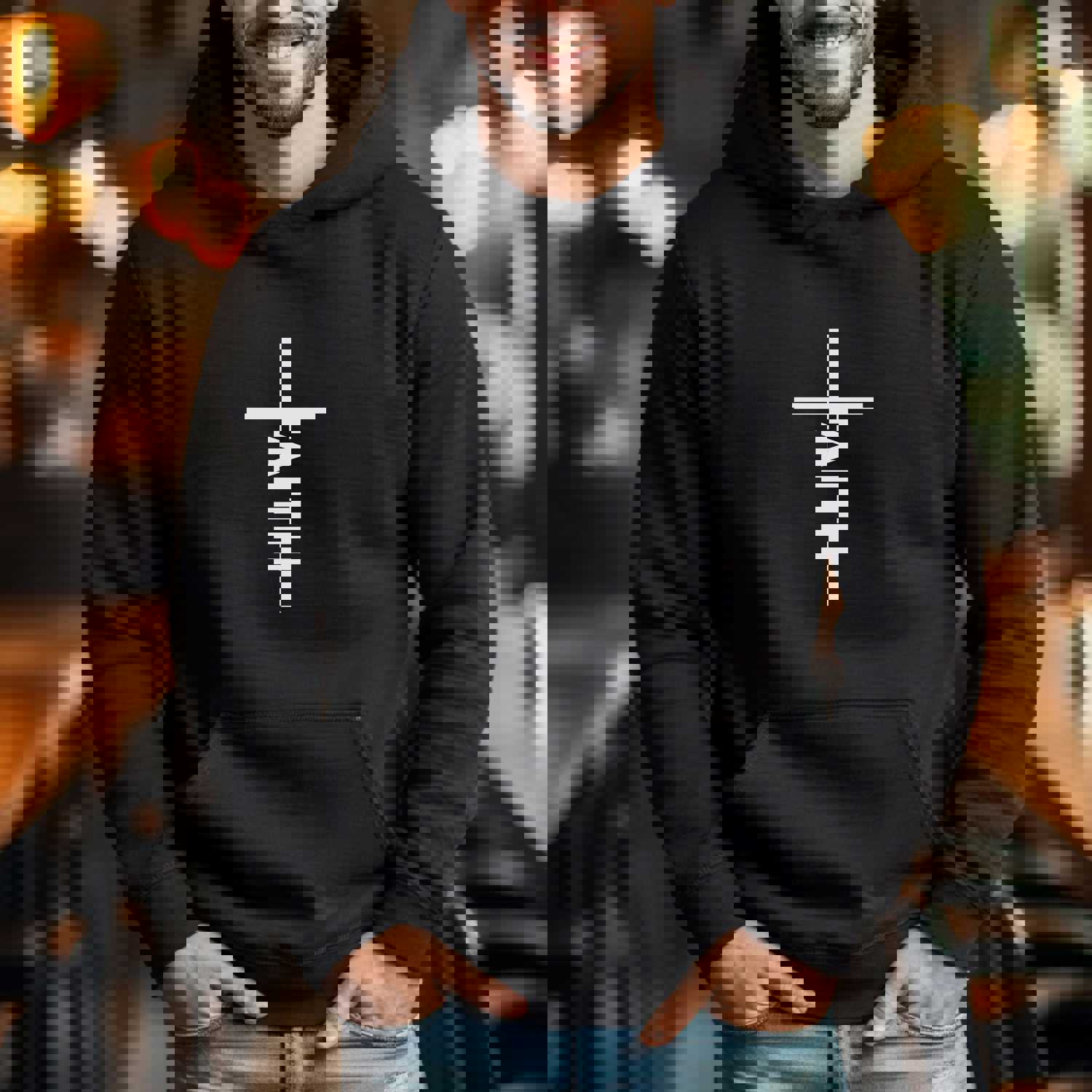 Faith Hoodie - Christian Hooded Sweater with Cross Design