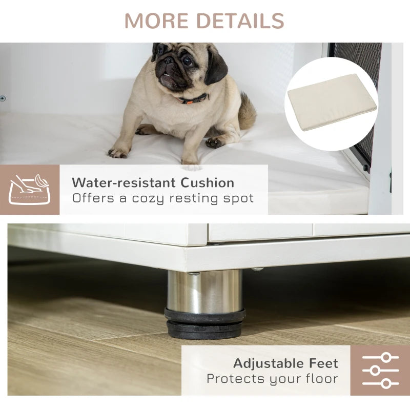PawHut Dog Crate Furniture with Water-resistant Cushion, Double Doors, Indoor Pet Crate for Small & Medium Dogs