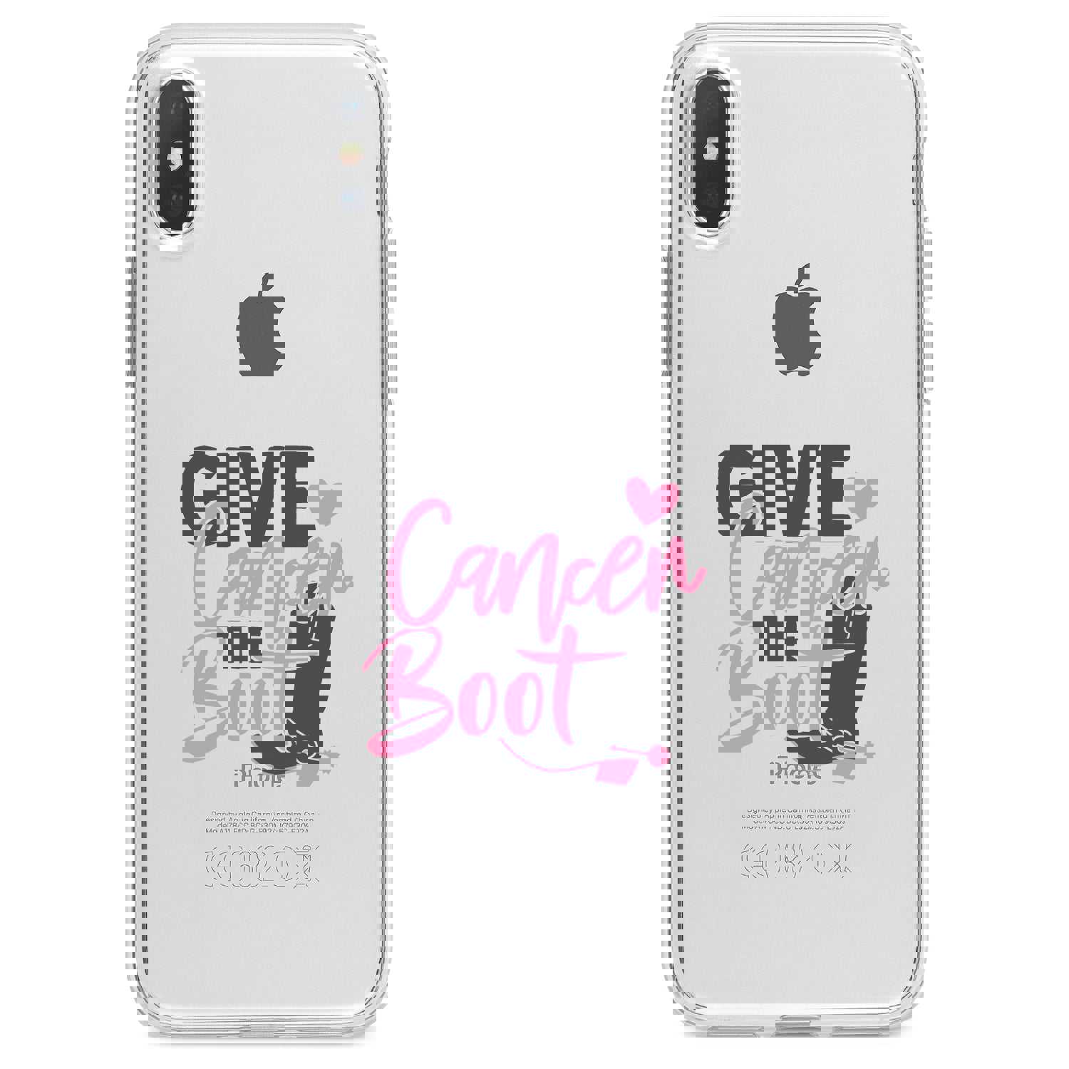 DistinctInk® Clear Shockproof Hybrid Case for Apple iPhone / Samsung Galaxy / Google Pixel - Give Cancer the Boot - Cowboy Spurs