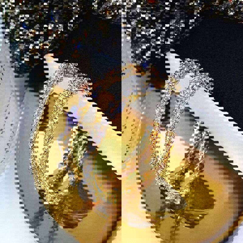 2022 Trendy Round Crystal Hoop Earrings for Women - Shiny Wedding & Party Jewelry Gift