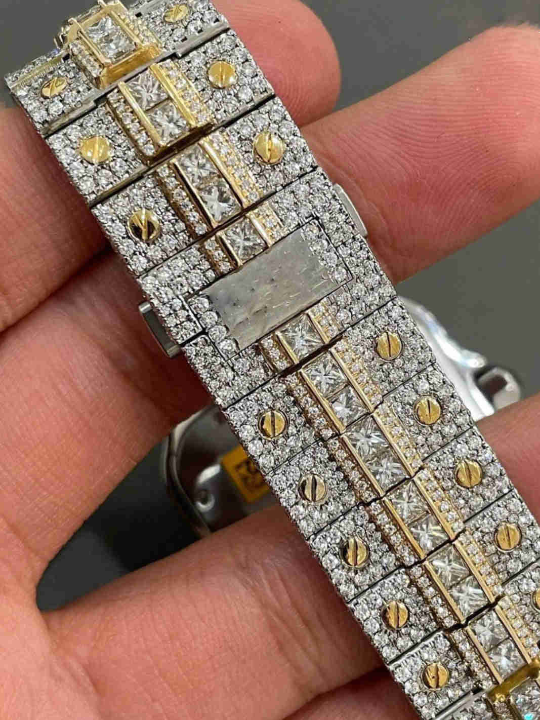 VVS Baguette Moissanite Two Tone Fully Iced Diamond Watch
