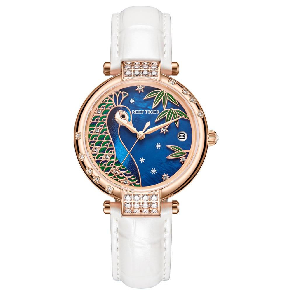 Reef Tiger Peacock Luxury Rose Gold Automatic Watch