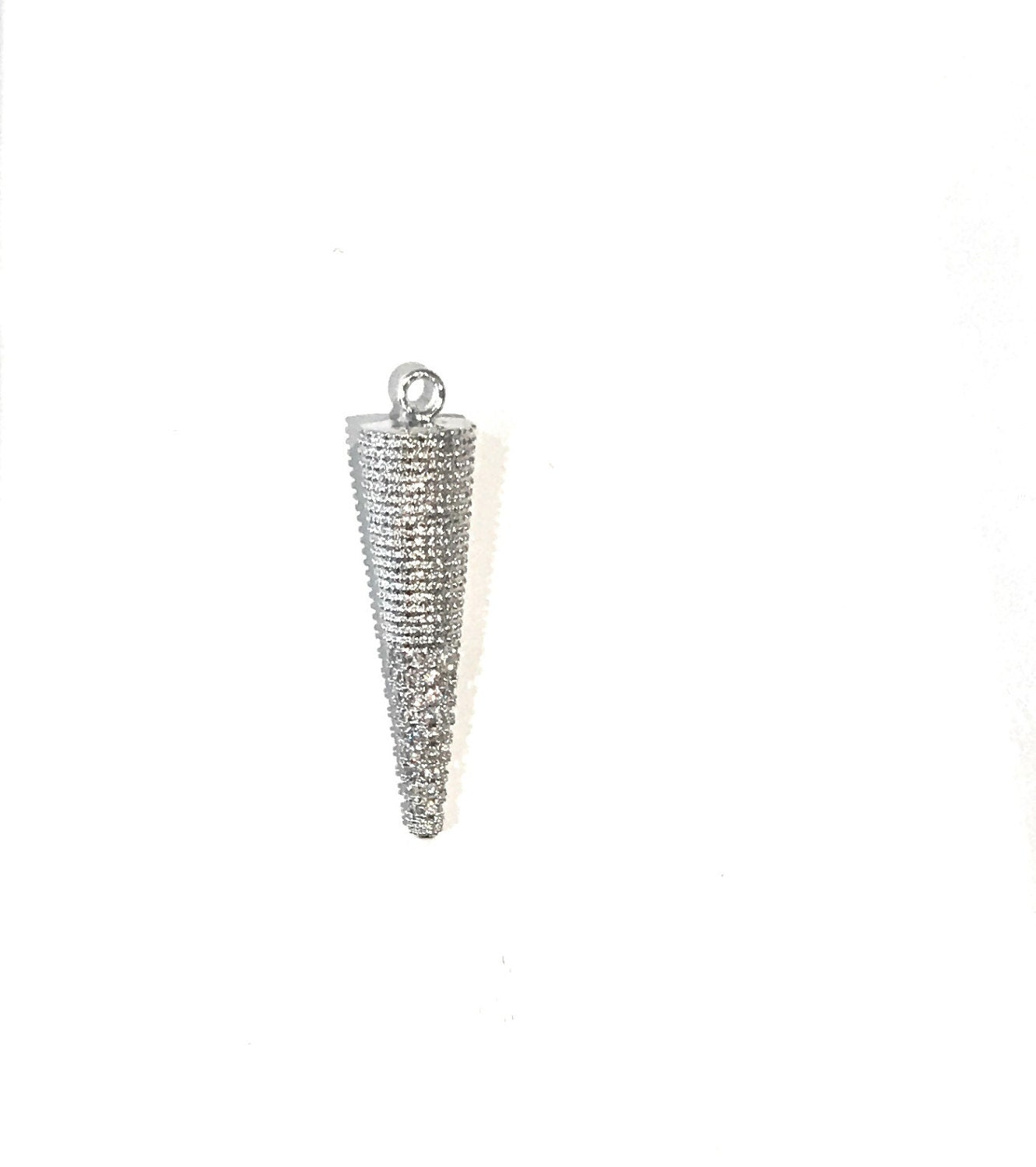 Silver Pave Spike Cone Charm for DIY Jewelry Making