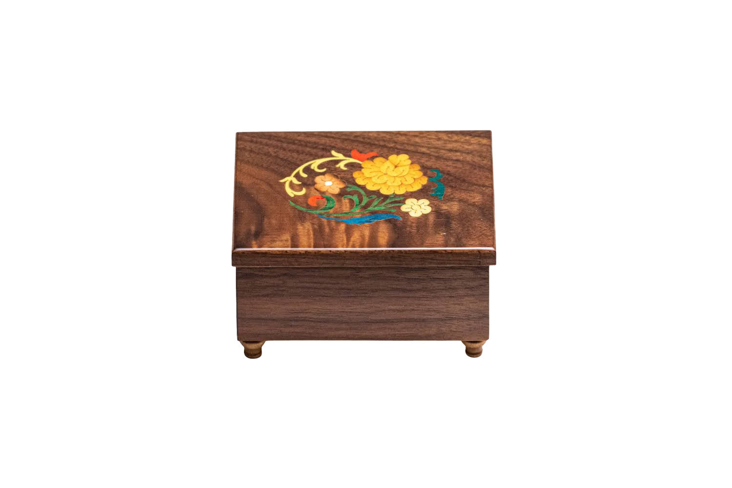 Sorrento Music Box Medium Brown Floral Matte Finish