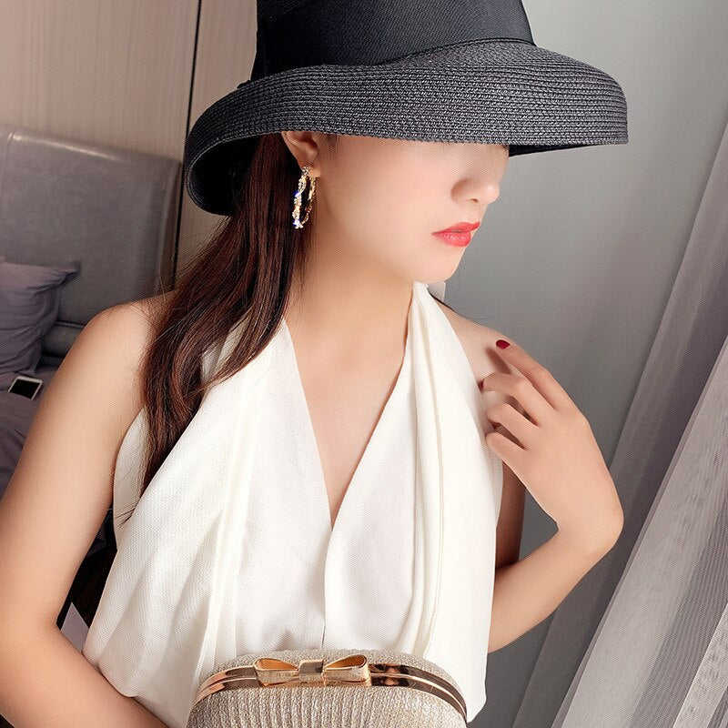 2022 Trendy Round Crystal Hoop Earrings for Women - Shiny Wedding & Party Jewelry Gift