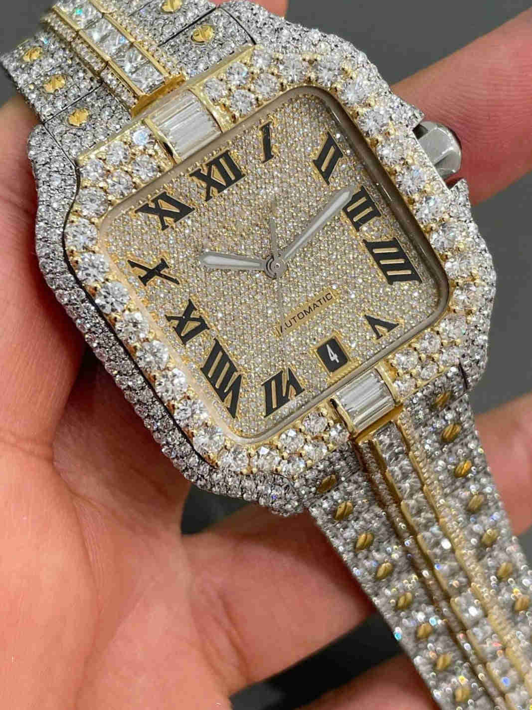 VVS Baguette Moissanite Two Tone Fully Iced Diamond Watch