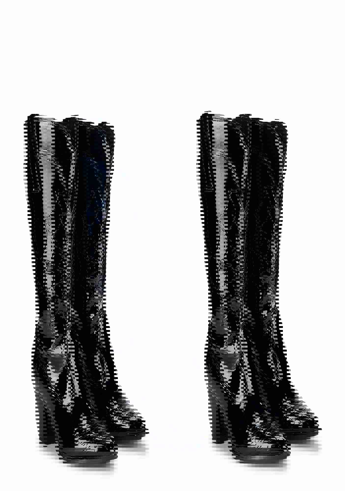 Space Cowgirl Web Cowboy Boots - Vegan Leather with Spider Web Stitching