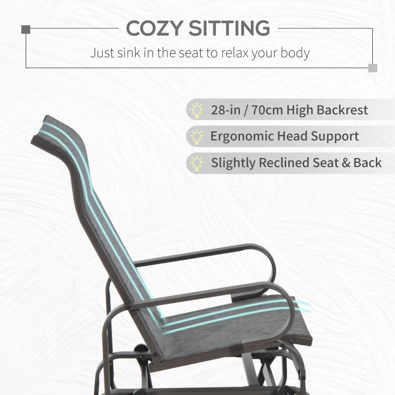 Outsunny Gliding Lounge Rocker for Indoor/Outdoor Use with Water-Resistant Material - Brown