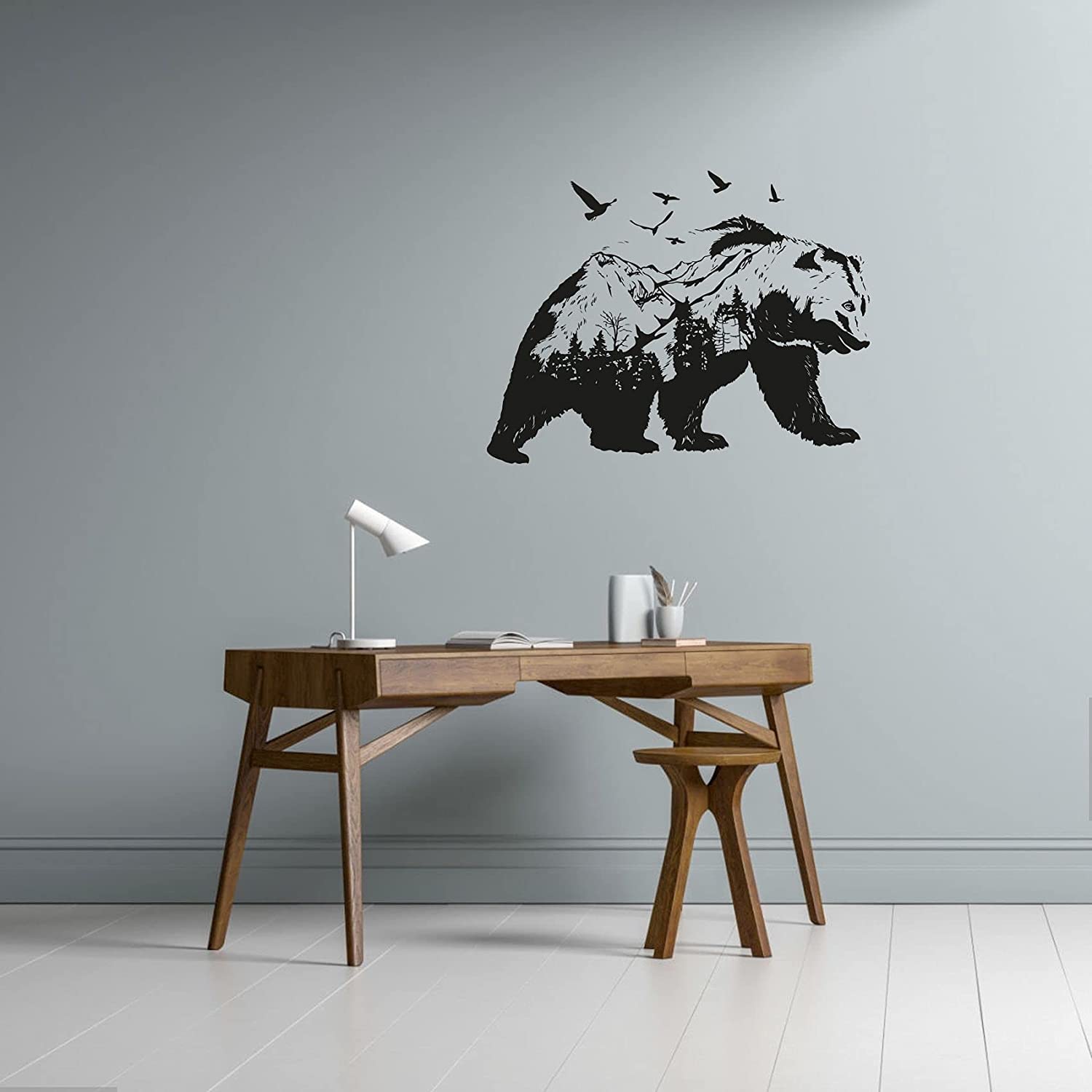 Animal Life Quote Vinyl Wall Sticker Decal - Mountain Bear Silhouette