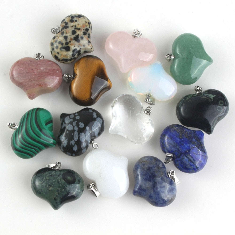 Natural Gnergy Gemstone Silver Plated Pendant with Rose Pink Quartz and Opalite