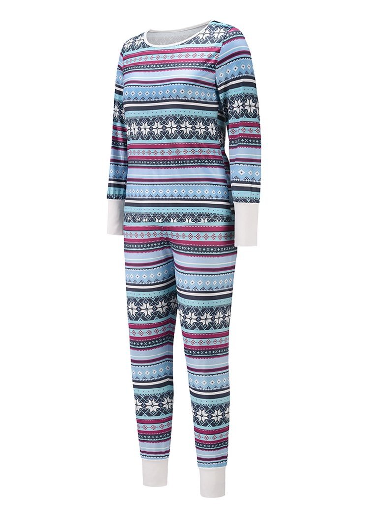Fashion Christmas Striped Print Long Sleeve 2 Pieces Christmas Pajamas for Women