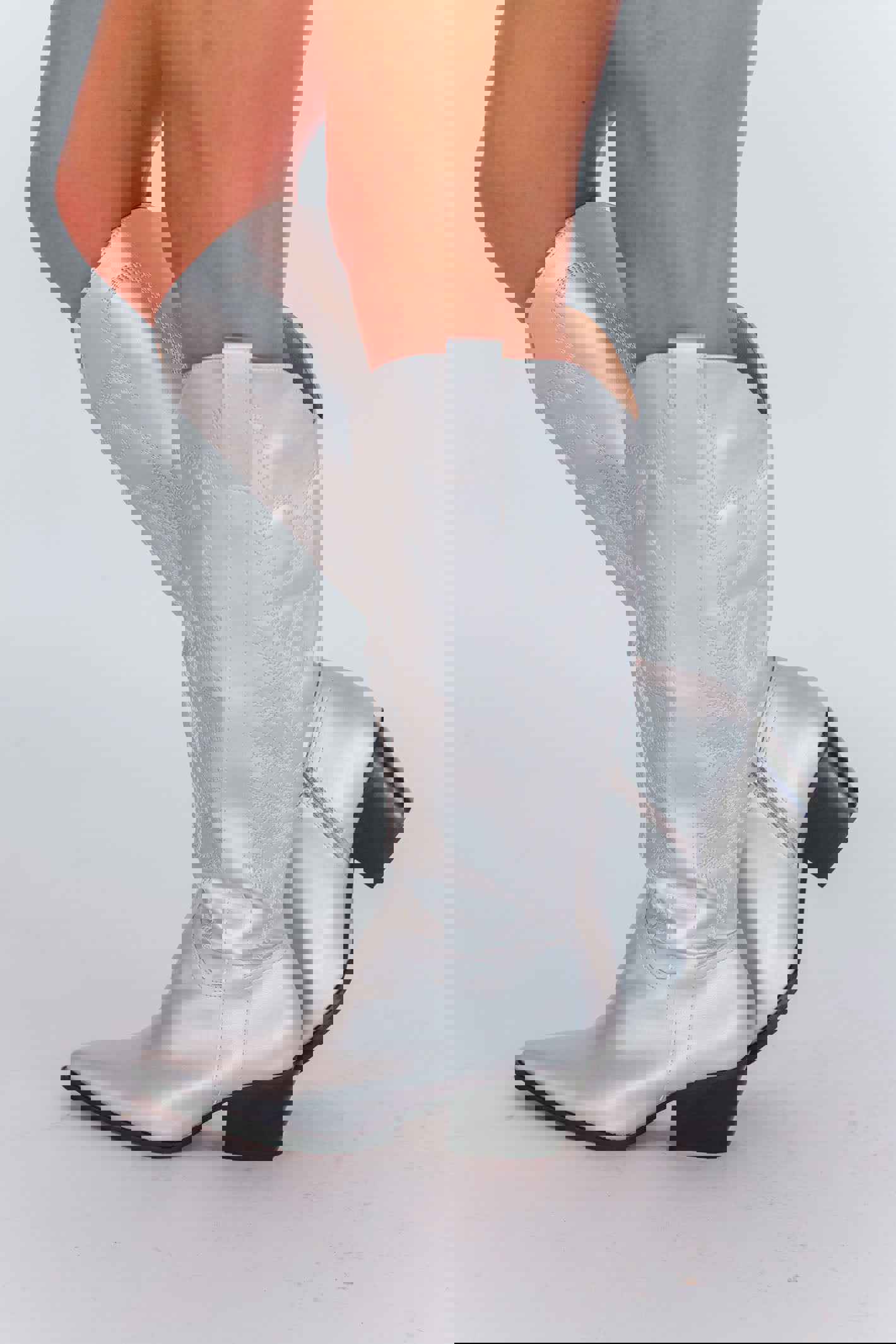 Here for a Good Time Silver Cowboy Boots