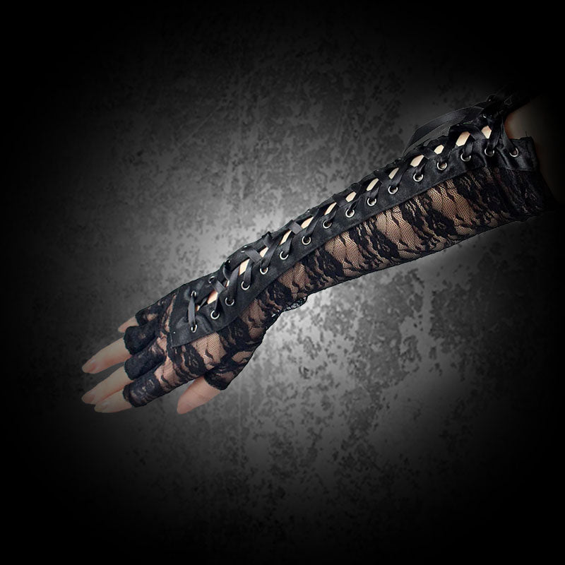 The Elvira Black Fingerless Gloves