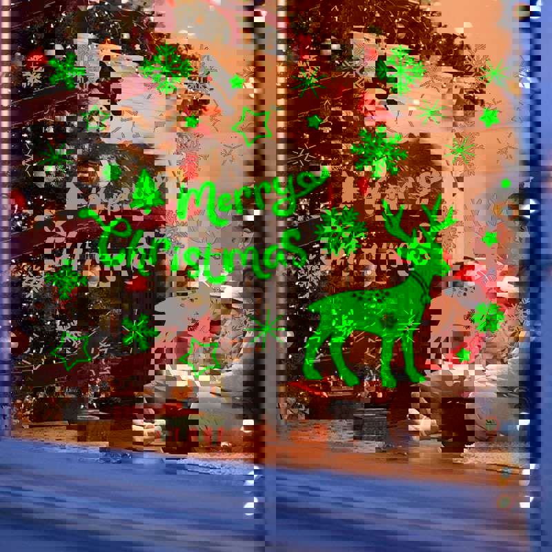 Qfdian CHRISTMAS Decorations - Merry Christmas Snowflake Snowman Window Sticker