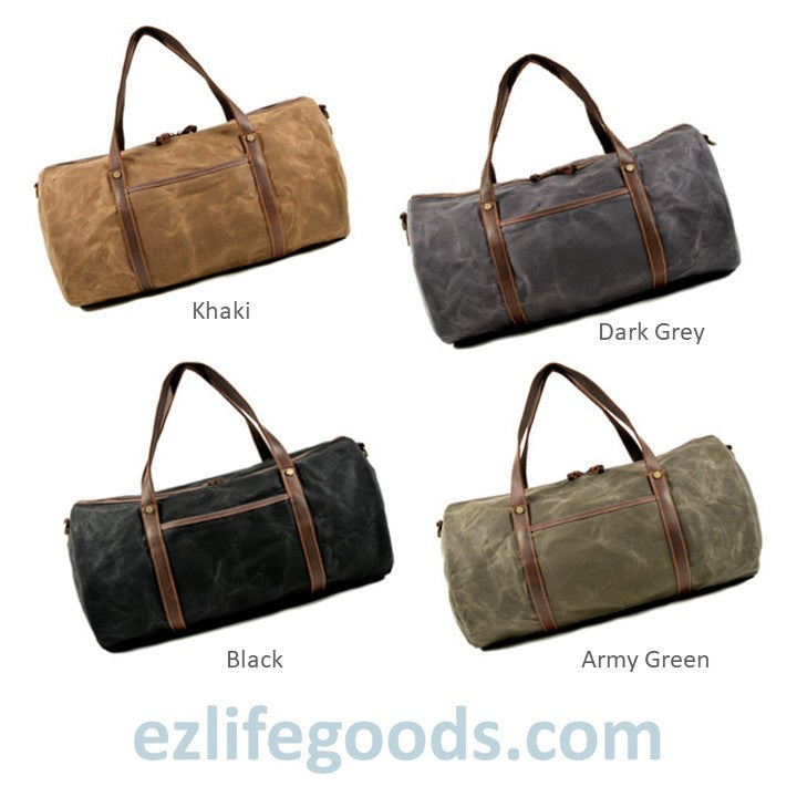 Retro Canvas and Cowhide Duffle Weekender Bag - Large Capacity Gym Bag