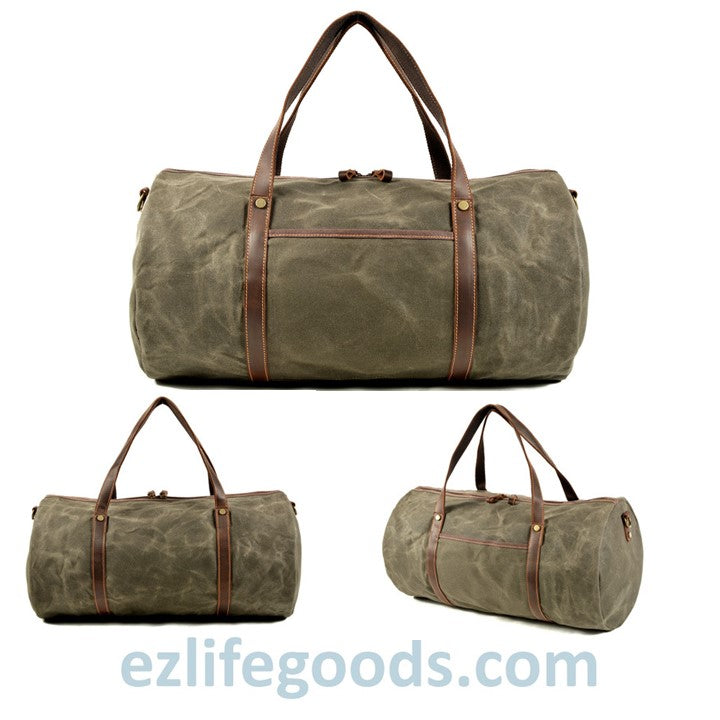 Retro Canvas and Cowhide Duffle Weekender Bag - Large Capacity Gym Bag