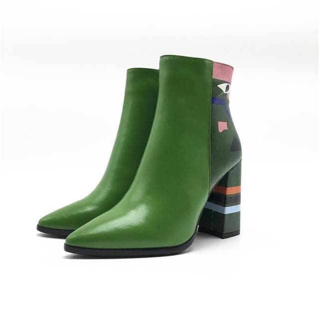 Genuine Leather Eccentric Fashion Print Boots - Artsy & Unique Winter Boots