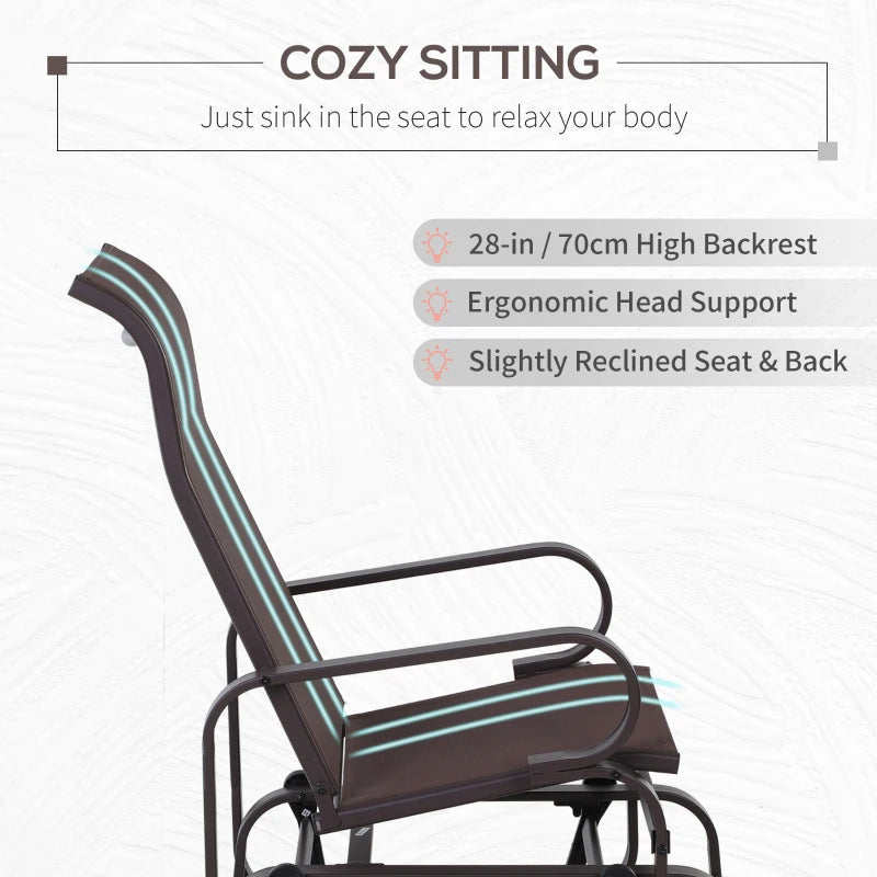 Outsunny Gliding Lounge Rocker for Indoor/Outdoor Use with Water-Resistant Material - Brown