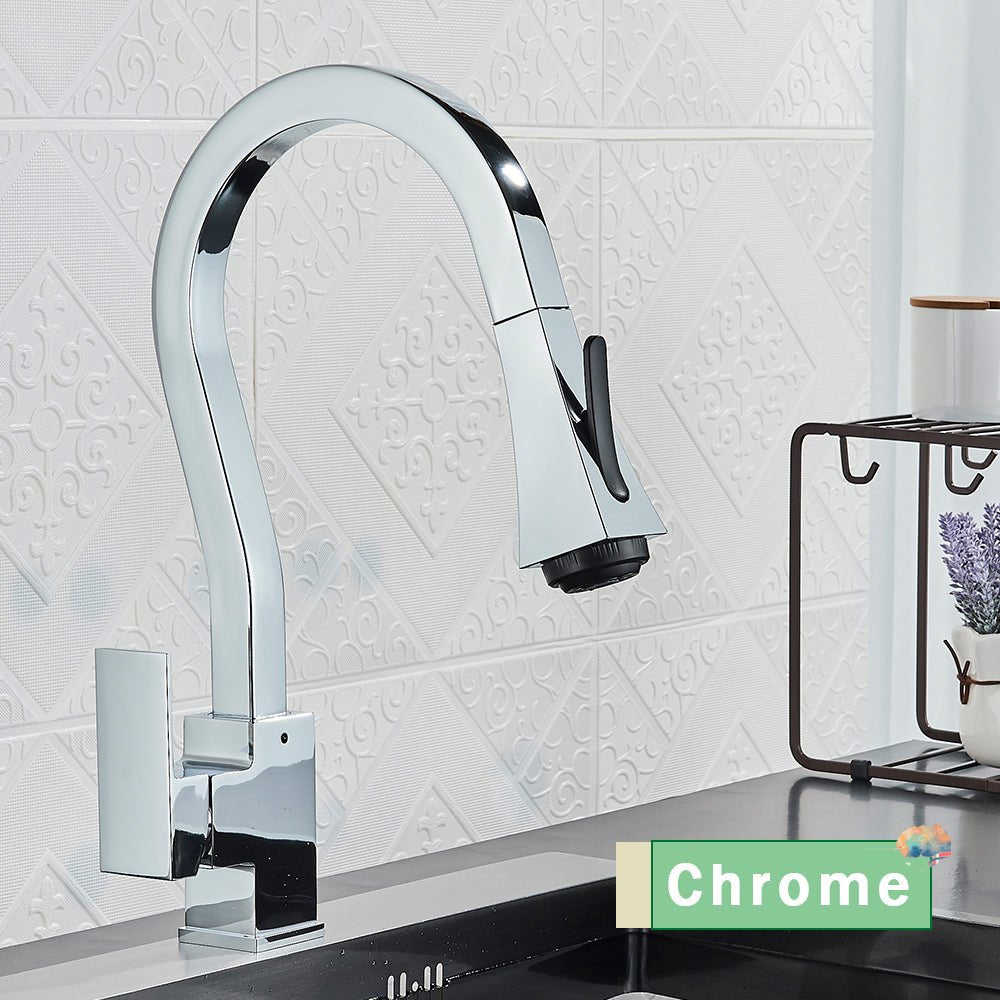 MIRODEMI Kitchen Faucet with Flexible Pull Down Sprayer Mixer Tap