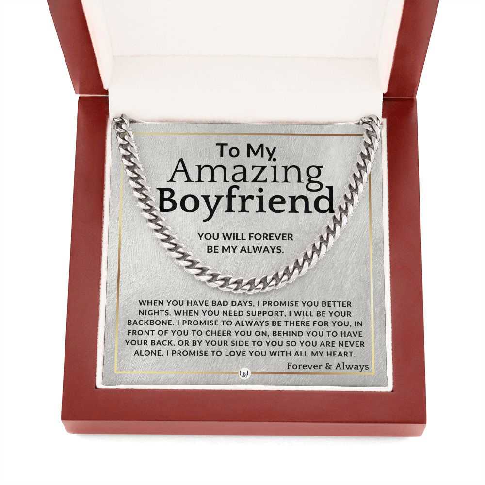 To My Boyfriend - Forever My Always - Meaningful Gift Necklace for Him