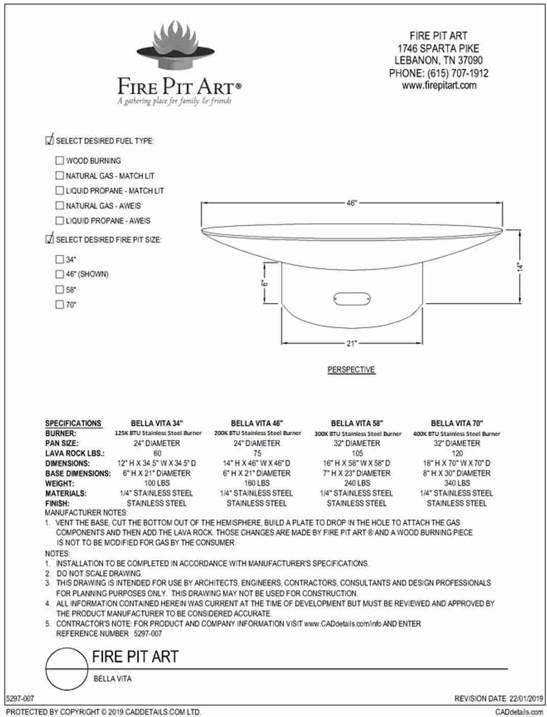 Fire Pit Art Bella Vita 70 Gas Fire Pit