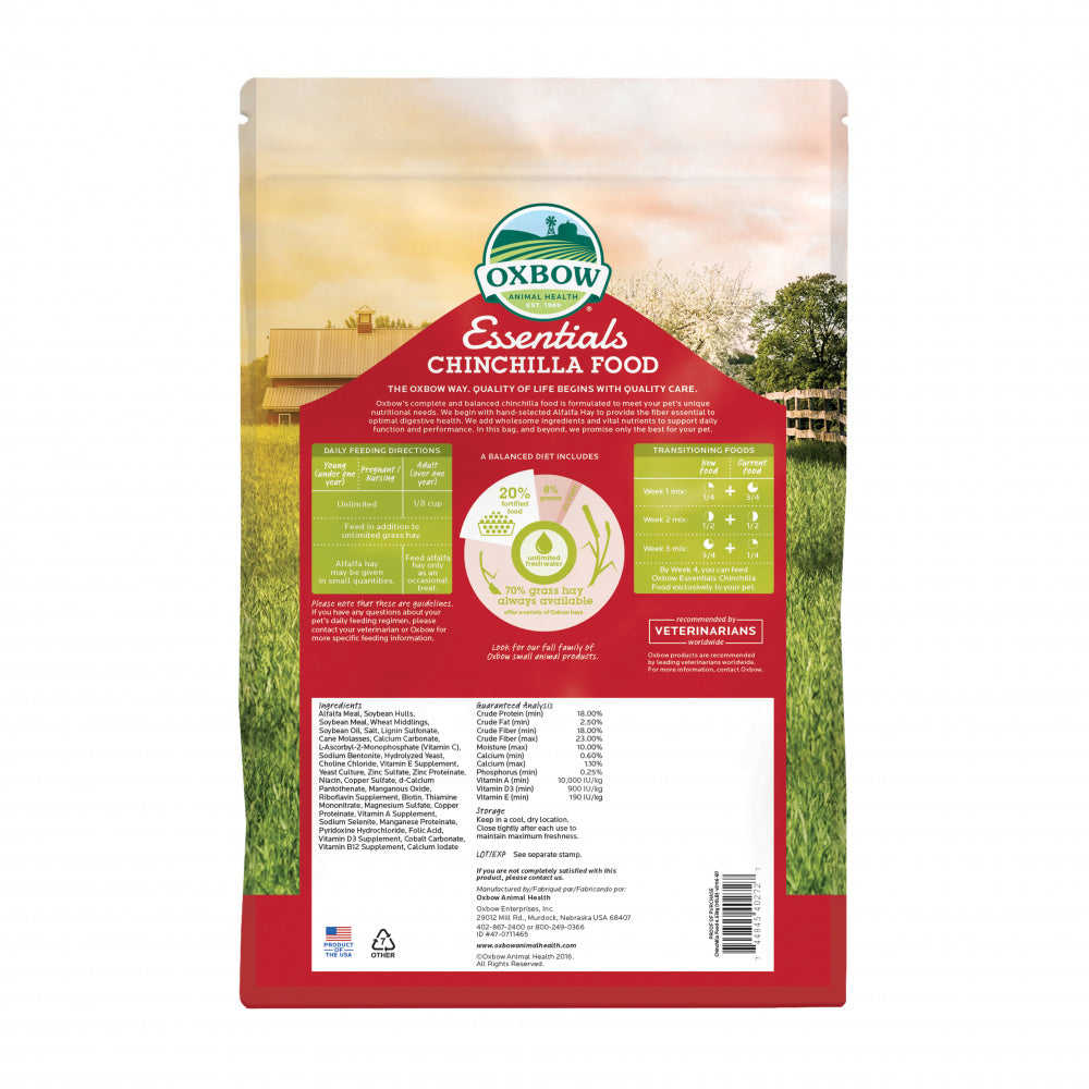 Oxbow Animal Health Essentials Chinchilla Food - All Natural Nutrition for Chinchillas