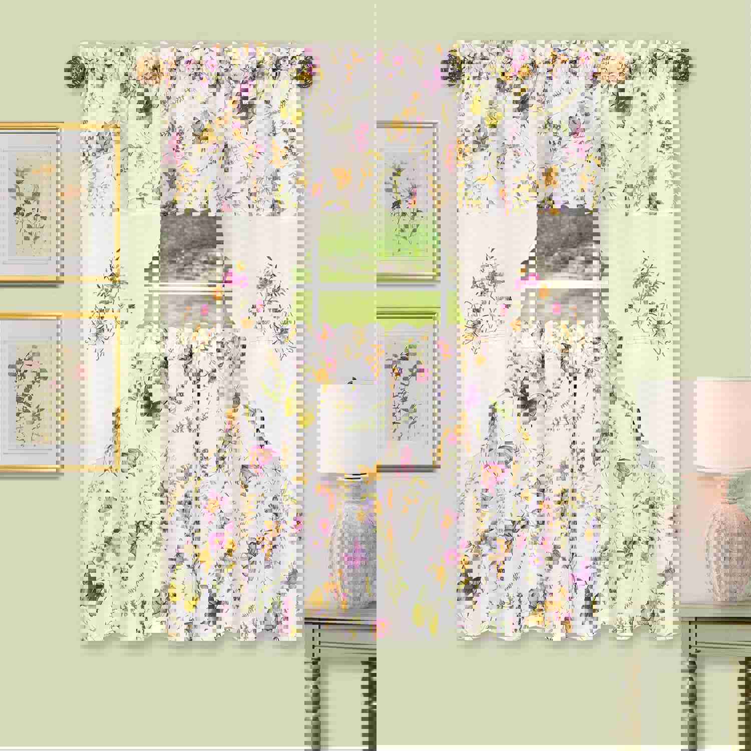 Enchanted Embellished Tier And Swag Kitchen Curtain Set, Purple, 58x36 Inches