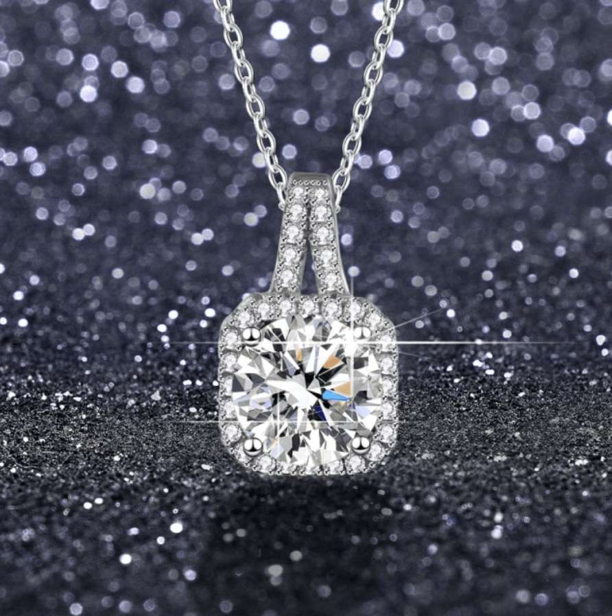 Olivia Cushion Cut Necklace - 925 Sterling Silver with High-Quality CZ