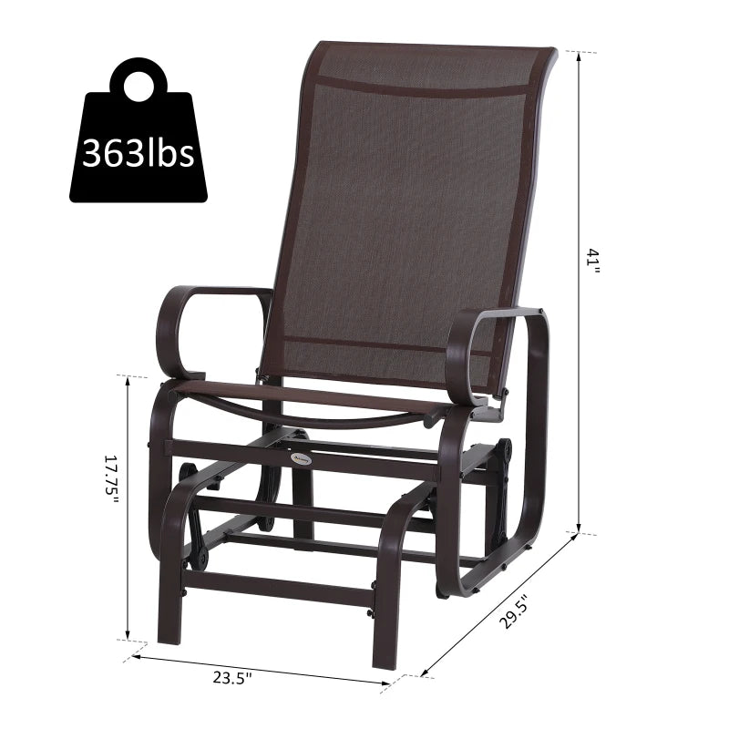 Outsunny Gliding Lounge Rocker for Indoor/Outdoor Use with Water-Resistant Material - Brown