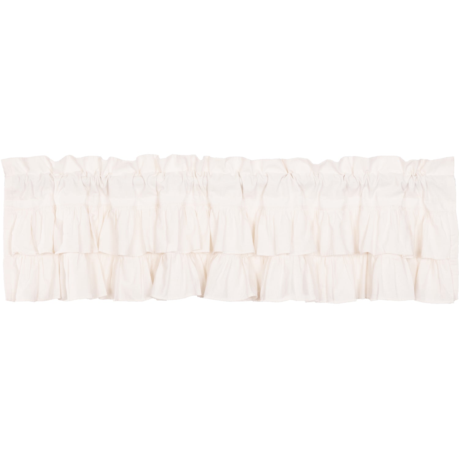 Simple Life Flax Antique White Ruffled Valance 16x72 - Cotton Linen Window Treatment