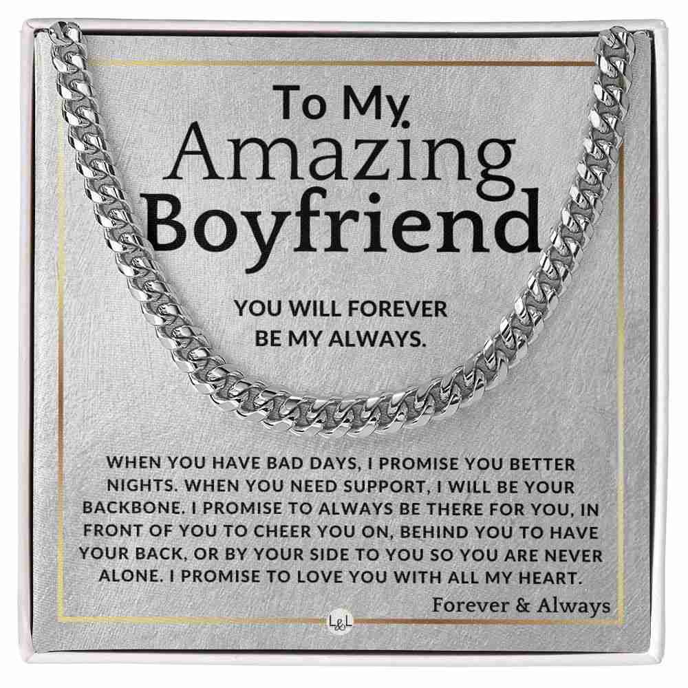 To My Boyfriend - Forever My Always - Meaningful Gift Necklace for Him
