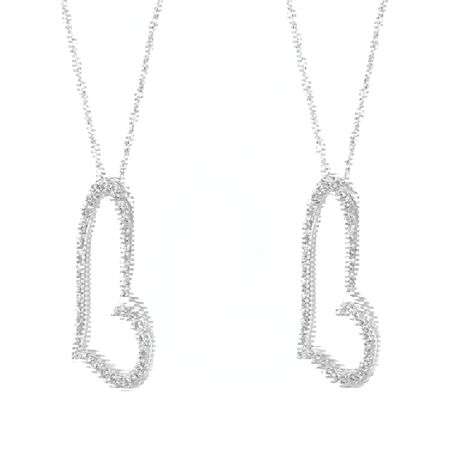 1/4 Cttw Diamond Swirl Open Heart Pendant Necklace in 925 Sterling Silver