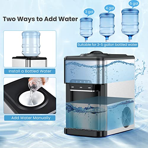 PETSITE 3-in-1 Countertop Water Cooler Dispenser with Ice Maker, Hot & Cold Water Dispenser for Home, Kitchen, Office, Bar