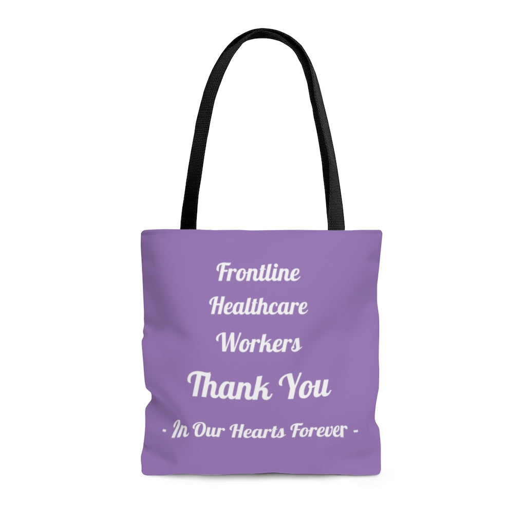 Frontline Healthcare Workers Thank You Purple AOP Tote Bag