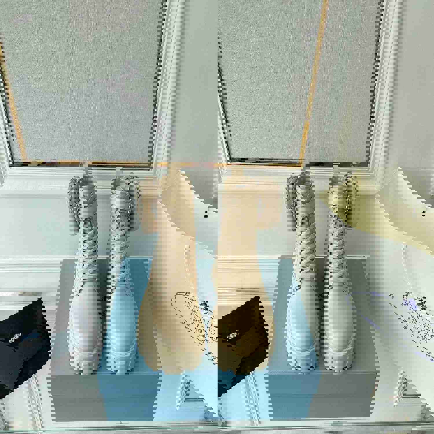 Prada Monolith Brushed Rois Leather And Nylon Boots