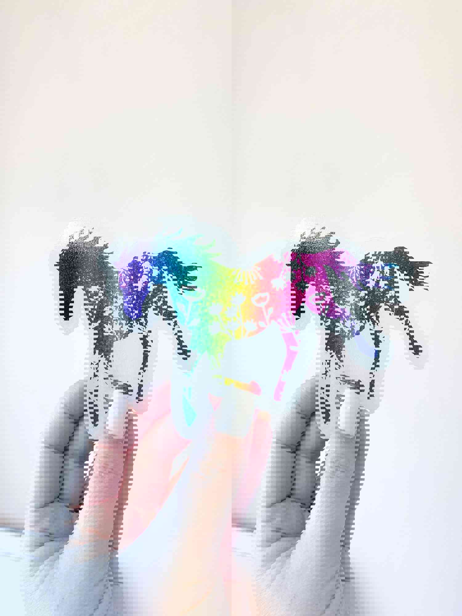 Floral Horse Decal for Water Bottles, Laptops, and More