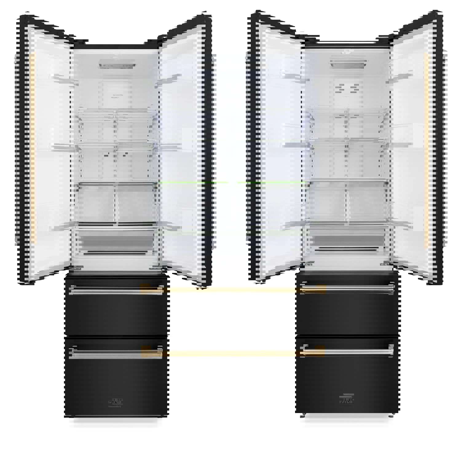 ZLINE Autograph Edition 36 French Door Refrigerator with Ice Maker - Black Stainless Steel & Champagne Bronze Trim